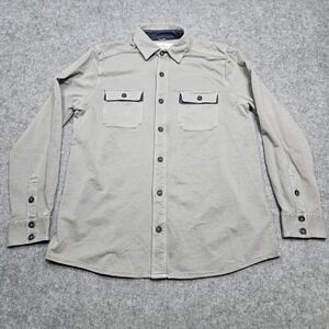 Old Ranch Mens Medium Gray‎ Organic Cotton Long Sleeve Button Down Shirt